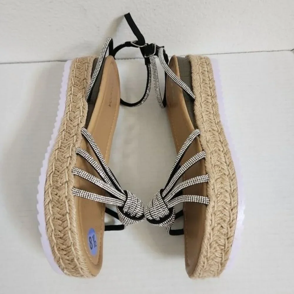 Top moda Knotted Rhinestone Wedge Sandals Bling Bling Platform Size 8,5 - Picture 6 of 9